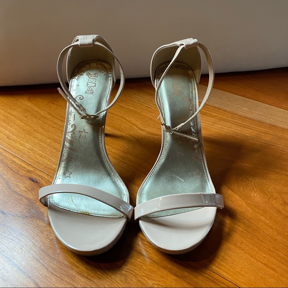Nude strappy high heel wide fit